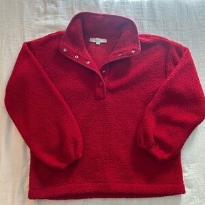 Red Fleece Boucle Pullover